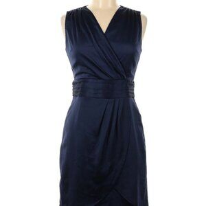 NWoT H&M Women's Navy Blue Faux Wrap Sleeveless Sheath Dress Tulip Skirt Career